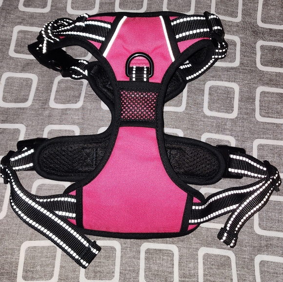 NEW PoyPet Adjustable Reflective No-Pull Dog Harness Medium Pink Black - Picture 4 of 15